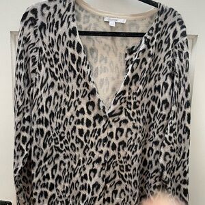 Chico's Animal Print Cardigan - Black & Cream